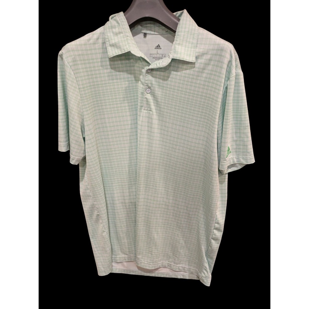 Adidas POLO SHIRT Large L Prime Green Polyester Blend
